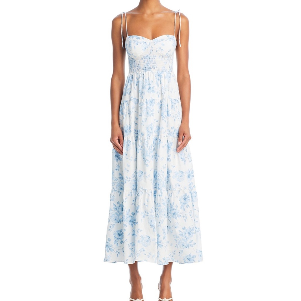 Blue and White Floral Maxi Dress